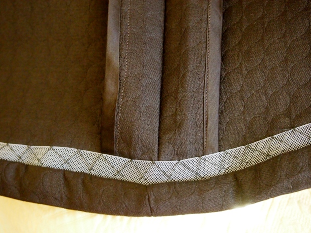 Polyester horsehair braid, handstitched